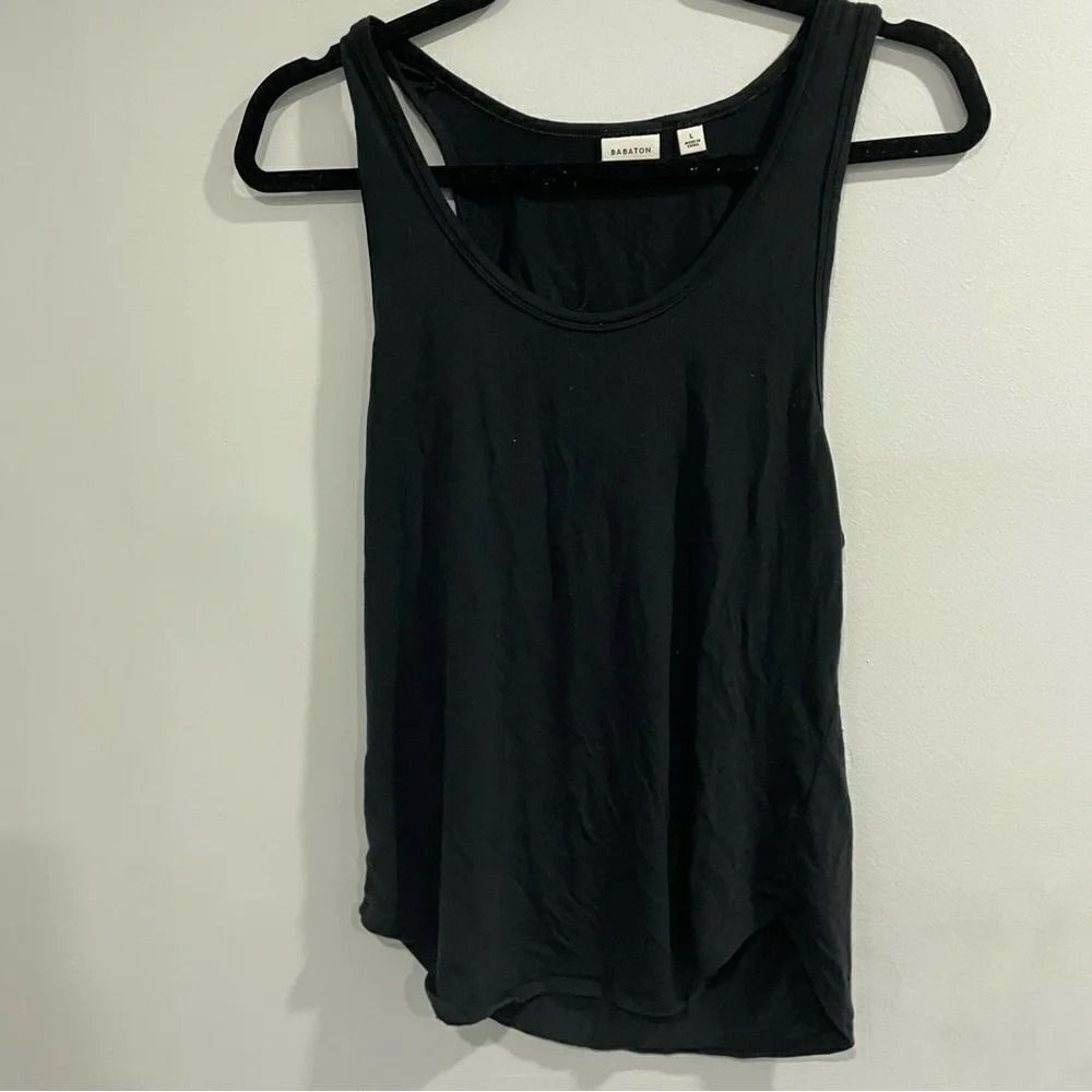 3/$25 ✺ Aritzia Babaton Black Tank Top Large Scoop Neck and hem